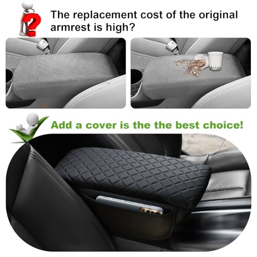 SDPVorn Console Cover for Hyundai Sonata 2015-2019 Armrest Cover Leather Arm Rest Pad Black Middle Console Cover with Pockets for Sonata Accessories (for Sonata 2015-2019) - Image 2