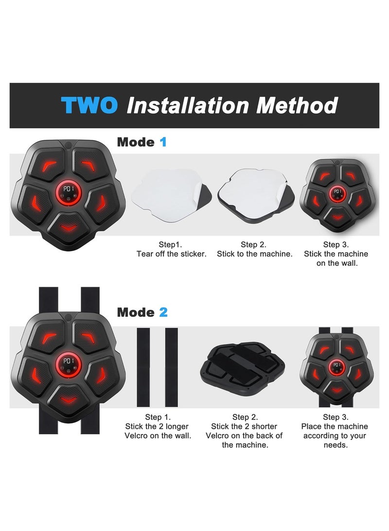 SOLARAE Smart Boxing Machine with Music, Wall-Mounted Punching Mat for Home Training, Intelligent Boxing Equipment with Gloves for Adults and Kids, Perfect for Fitness and Fun. - Image 4