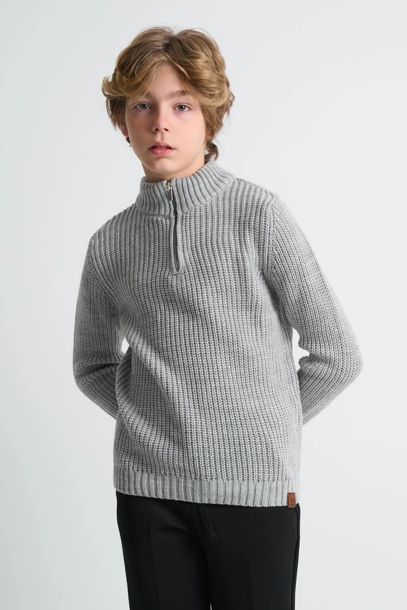 Alexander Gardi Stand Collar Zippered Boy's SWEATER(C23-7108)