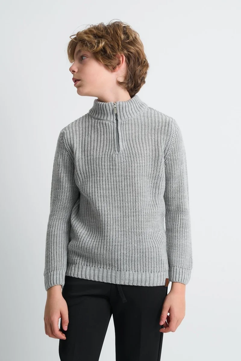 Alexander Gardi Stand Collar Zippered Boy's SWEATER(C23-7108)