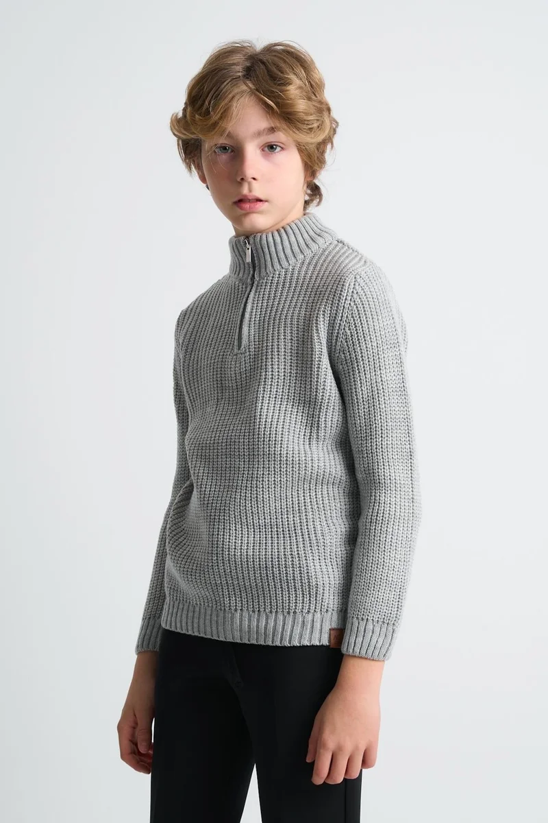 Alexander Gardi Stand Collar Zippered Boy's SWEATER(C23-7108)