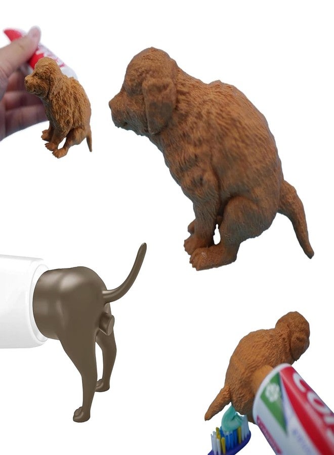 ROBOHOOK 2 Pcs Poop Toothpaste Dispenser, Hilarious Golden Retriever Puppy Poop Toothpaste Dispense, Dog Butt Toothpastes Topper,Suitable for Dog Lovers - Image 1