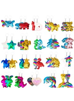 SYOSI Colorful Sequin Keychains, Girls Keyrings Party Bags Fillers, Reversible Sequins, Birthday Gifts Supplies, for Kids and Adults Favors Backpack Accessories 40 pcs  - Image 1