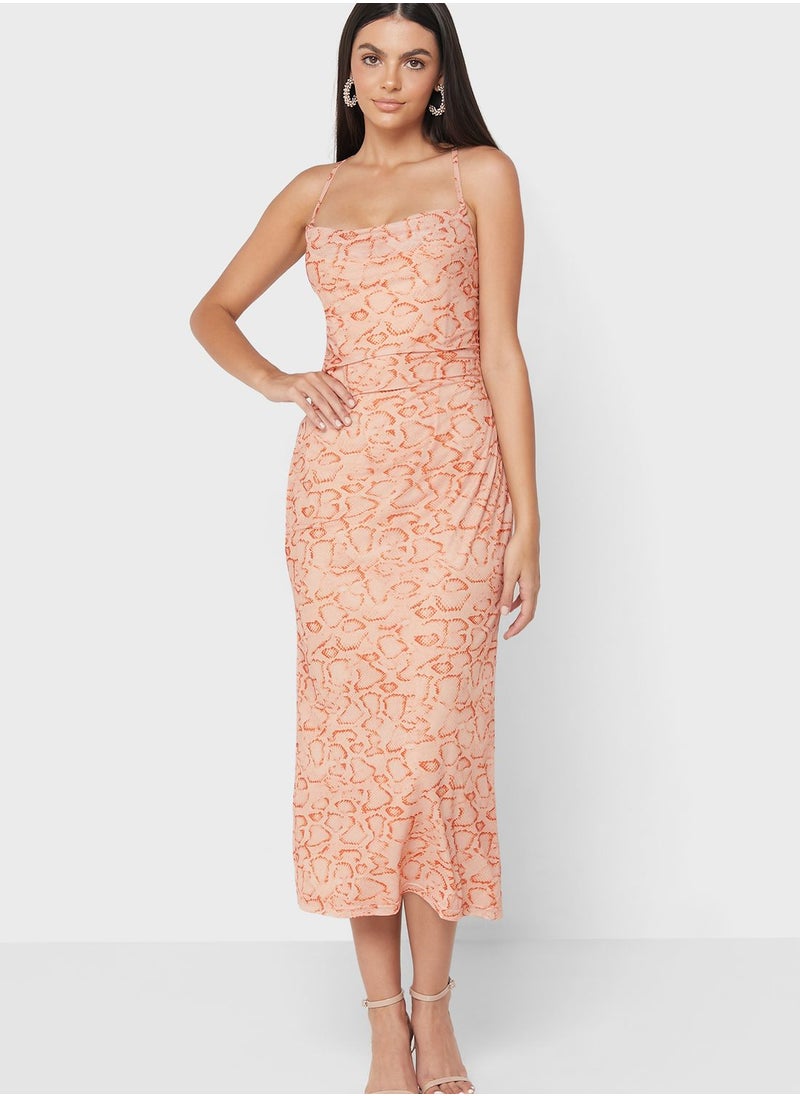 4th & Reckless - Printed Cross Back Strap Dress - Image 1