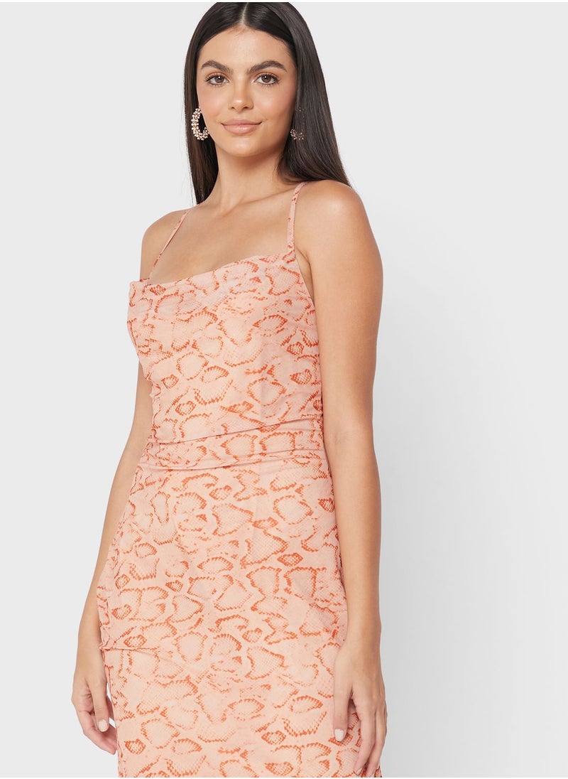 4th & Reckless - Printed Cross Back Strap Dress - Image 1