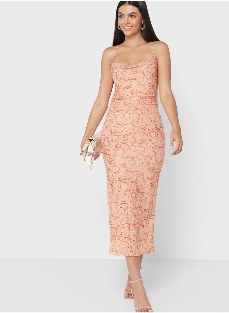 4th & Reckless - Printed Cross Back Strap Dress - Image 1