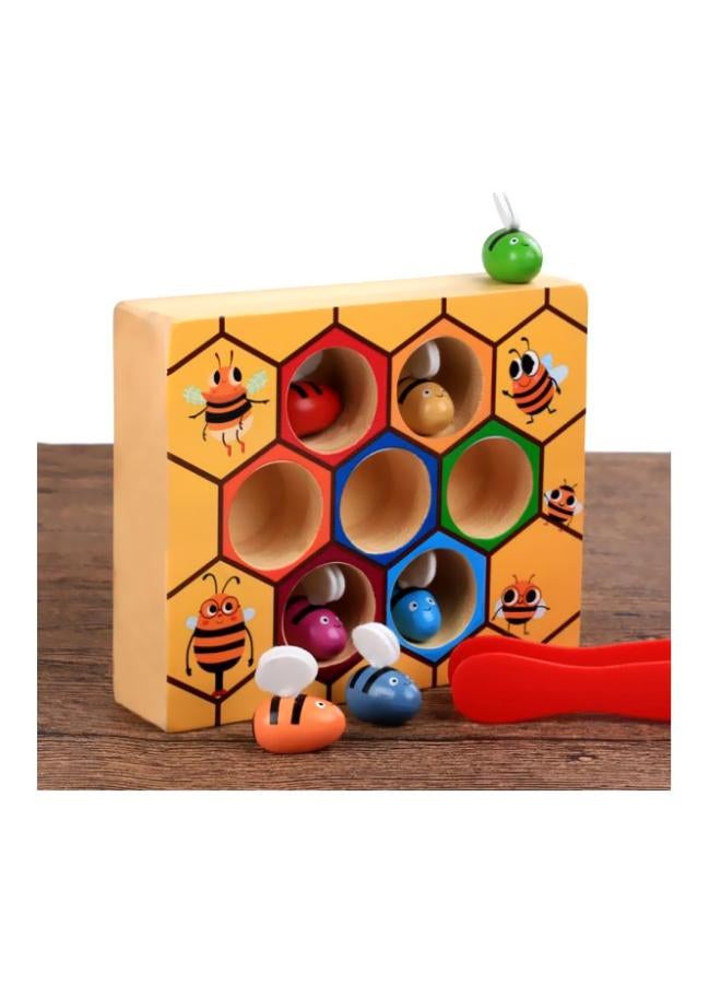 Toddler Fine Motor Skill Toy, Bee to Hive Matching Game, Montessori Wooden Color Sorting Matching Toy, Preschool Educational Learning Toys Gift for Toddler 2 3 Years Old - Image 2