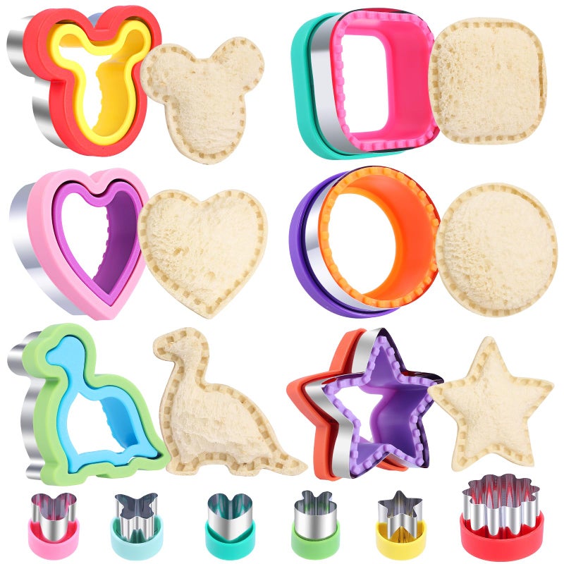 Jaystate 12 Pcs Sandwich Cutter and Sealer Set, Bread Decruster Pancake Maker DIY Cookie Cutters Vegetable Cutter Shapes for Kids, Ideal for School Lunch Boxes and Bento Boxes Boys Girls - Image 1