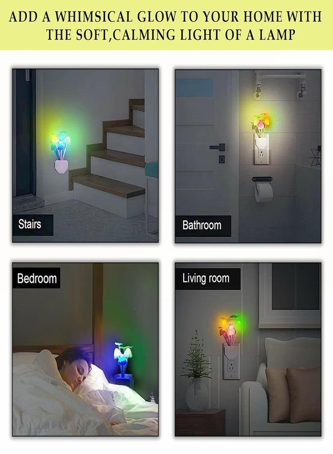 MaCare Multicolor LED Mushroom Night Lights Pack of 2, Smart Light Sensor with Auto On/Off | Color Changing Home Décor Lamps, Return Gift for Birthday, Anniversary - Image 2