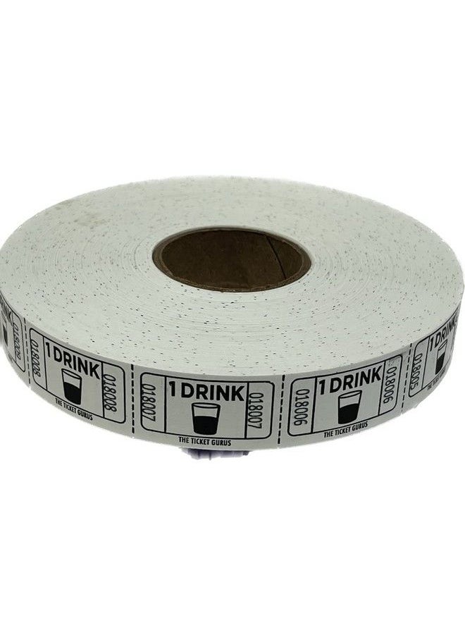 The Ticket Gurus - Roll Of 2000 White Drink Tickets Single Roll Consecutively Numbered Raffle Tickets - Image 1