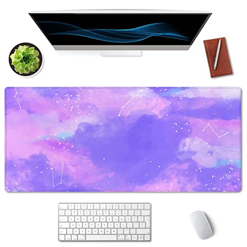 SSOIU Pink Pastel Desk Mat, Gorgeous Starry Sky Desk Pad, Cute Large Gaming Mousepad, Gamer Girl Desk Pad 35.5" X 15.7", Non-Slip Laptop Computer Keyboard Mousepad for Office and Home - Image 3
