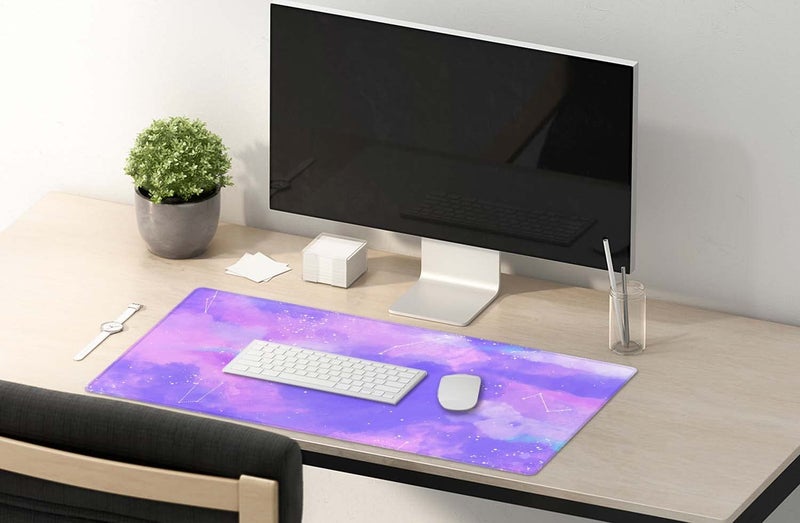 SSOIU Pink Pastel Desk Mat, Gorgeous Starry Sky Desk Pad, Cute Large Gaming Mousepad, Gamer Girl Desk Pad 35.5" X 15.7", Non-Slip Laptop Computer Keyboard Mousepad for Office and Home - Image 5