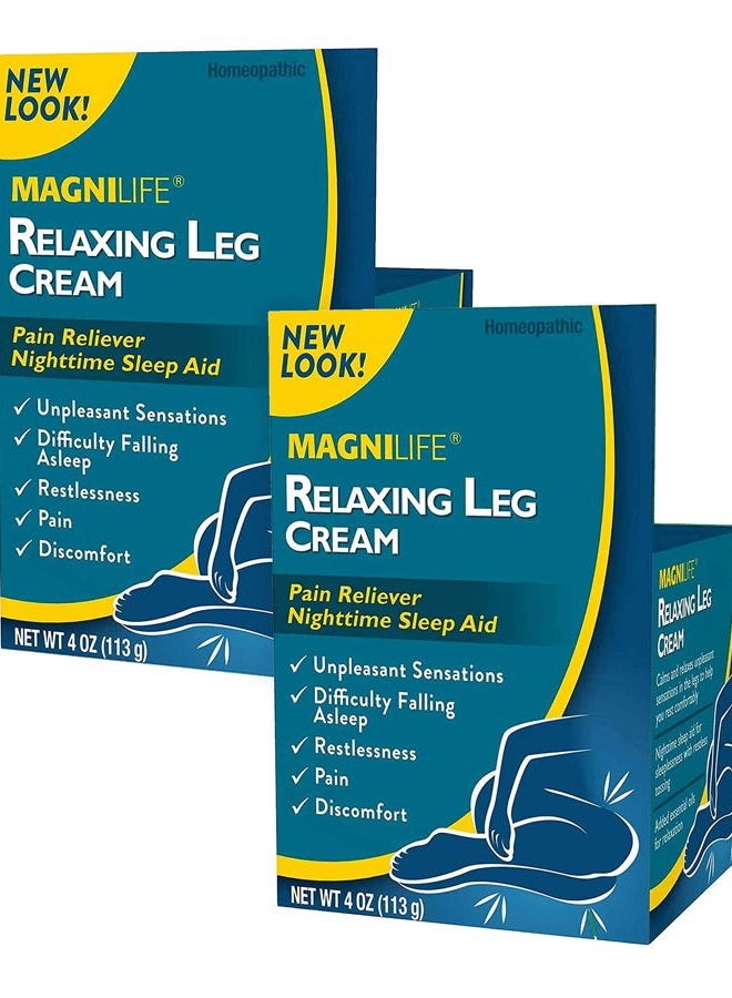 Magnilife Relaxing Leg Cream, Deep Penetrating Topical for Pain and Restless Leg Syndrome Relief, Naturally Soothe Cramping, Discomfort, and Tossing with Lavender and Magnesium - 2 Packs of 4oz - Image 1