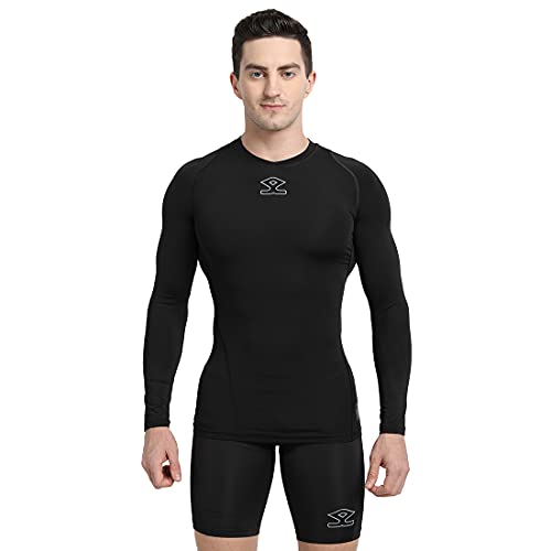 SHREY Intense Compression L/S Top Black S Nylon Redesign Compression Top Full Sleeve Tights T-Shirt for Sports - Image 1