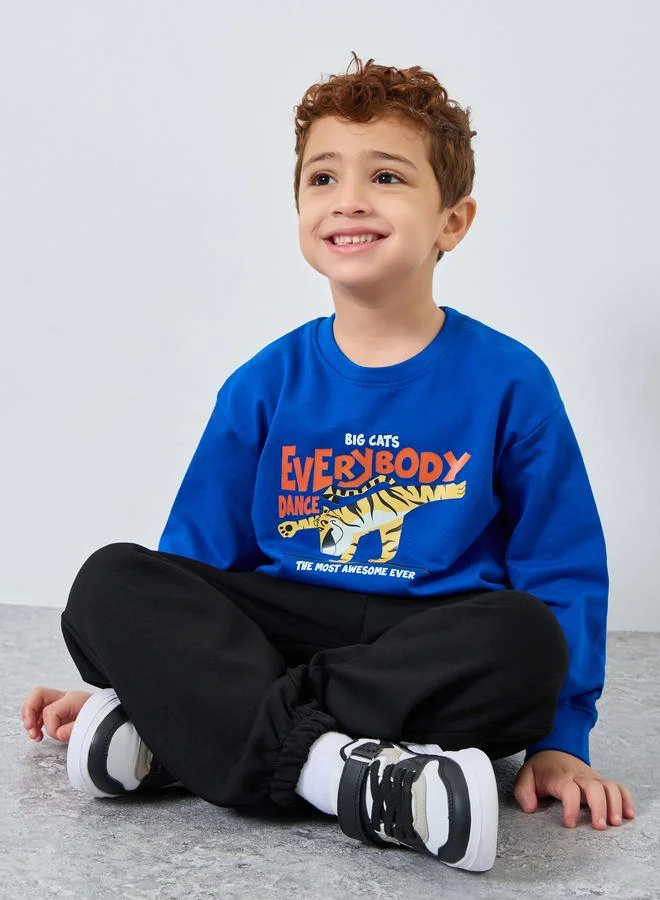 Styli Styli Boys Blue Tiger Graphic Sweatshirt