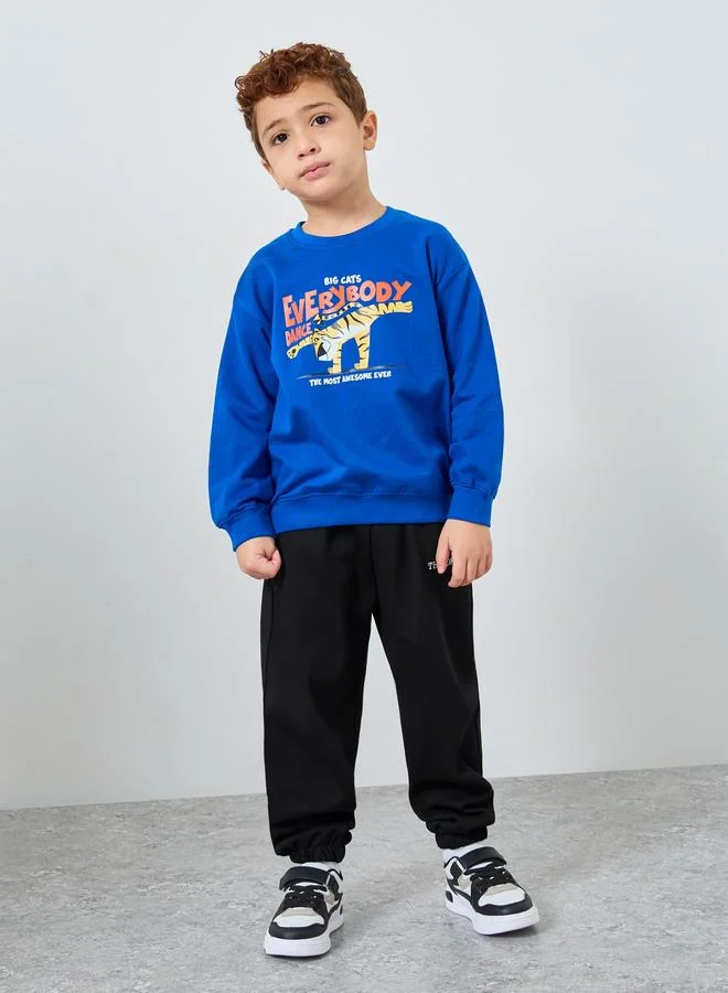 Styli Styli Boys Blue Tiger Graphic Sweatshirt