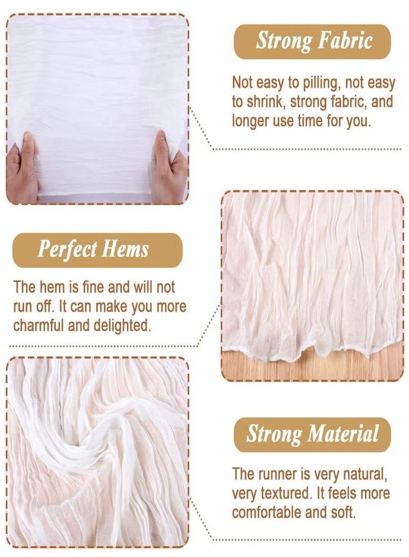 YANCI 90CM*300CM Bohemian Cheese Cloth Tablecloth or Table Runner 90CM*300CM– Soft Woven Polyester, Flowing Drape Design – Rustic Boho Style for Wedding, Birthday, Bridal Shower, Holiday, Romantic Table Setting – Reusable, Washable, Durable Decor - Image 4