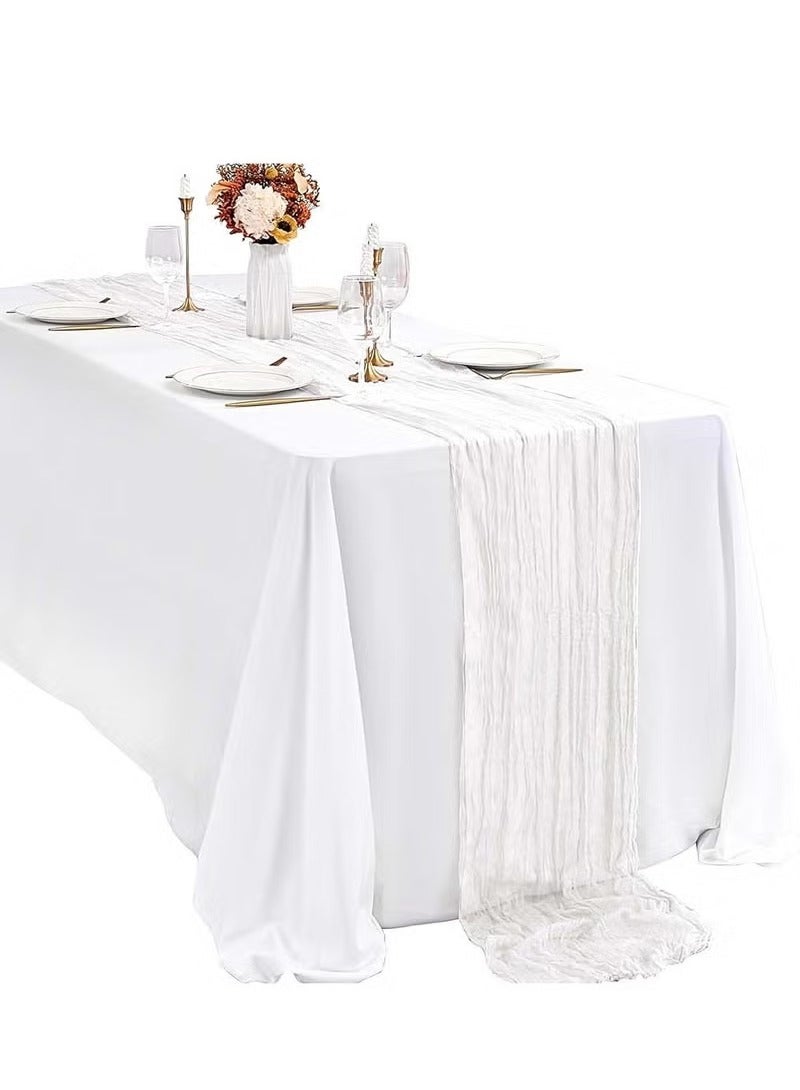 YANCI 90CM*300CM Bohemian Cheese Cloth Tablecloth or Table Runner 90CM*300CM– Soft Woven Polyester, Flowing Drape Design – Rustic Boho Style for Wedding, Birthday, Bridal Shower, Holiday, Romantic Table Setting – Reusable, Washable, Durable Decor - Image 5
