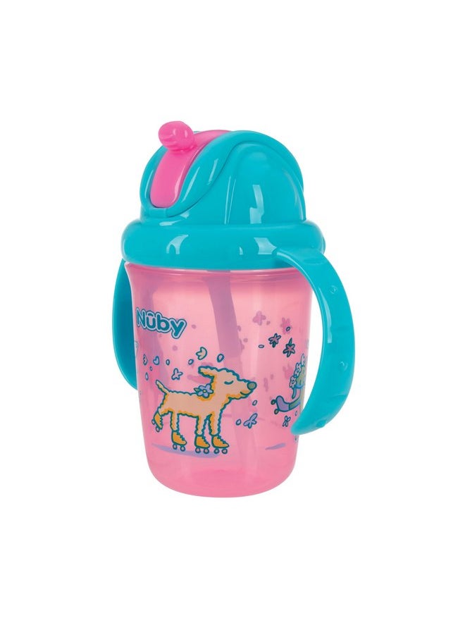 Nuby - Nuby No-Spill Trainer Soft Straw Two Handle Cup | Flip-n Sip | 2 Pack: Blue Animals & Blue Cars, Aqua Travel & Blue Animals or Pink Animals & Aqua Ocean | 8oz/ 240 ml | 12+ Months - Image 1