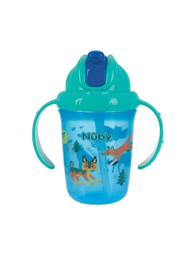 Nuby - Nuby No-Spill Trainer Soft Straw Two Handle Cup | Flip-n Sip | 2 Pack: Blue Animals & Blue Cars, Aqua Travel & Blue Animals or Pink Animals & Aqua Ocean | 8oz/ 240 ml | 12+ Months - Image 1