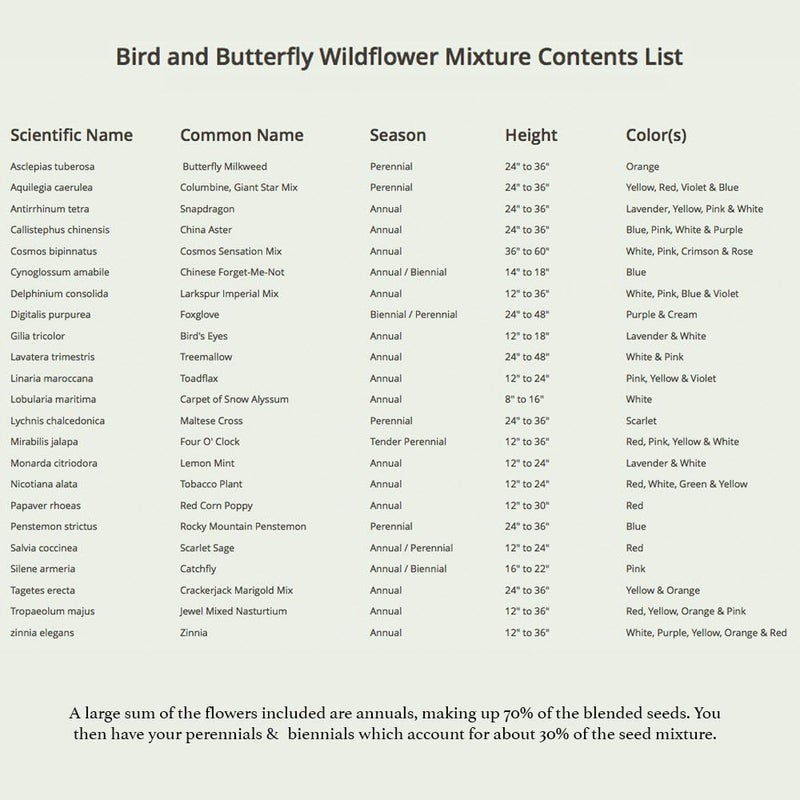 Seed Needs Wildflower Seeds Butterfly and Hummingbird Seed Mix 2 Ounce No Filler | 23 Varieties Annual & Perennial Species Such as Butterfly Milkweed, Cosmos & Zinnia | Resealable Bulk Package - Image 5