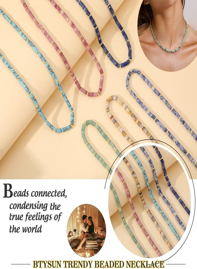 Btysun Blue Beaded Necklace, Gold Choker Necklaces for Woman Sister Christmas Beaded Necklaces for Women Trendy Stocking Stuffers Anniversary Christmas Gift for Sister Daughter Summer Beach Jewelry - Image 4