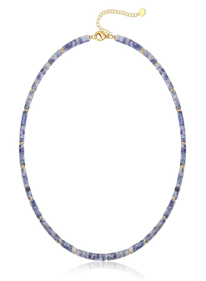 Btysun Blue Beaded Necklace, Gold Choker Necklaces for Woman Sister Christmas Beaded Necklaces for Women Trendy Stocking Stuffers Anniversary Christmas Gift for Sister Daughter Summer Beach Jewelry - Image 1