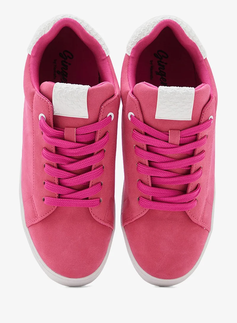 Ginger Fuschia Faux Suede Stripe Detail Sneakers for Women | Best Price UAE
