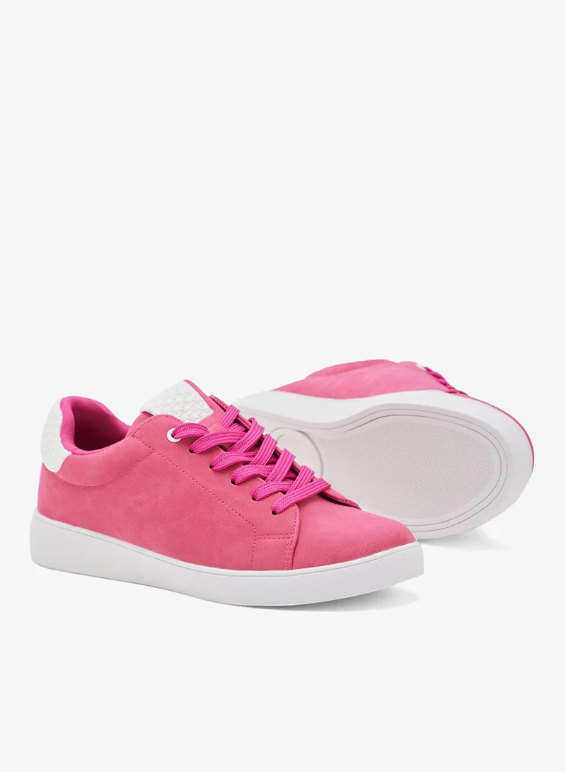 Ginger Fuschia Faux Suede Stripe Detail Sneakers for Women | Best Price UAE