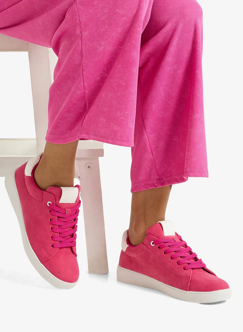Ginger Fuschia Faux Suede Stripe Detail Sneakers for Women | Best Price UAE