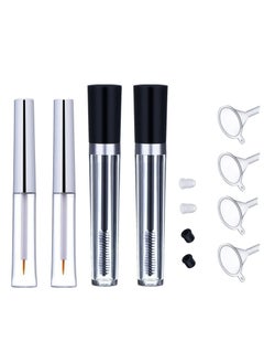7ml and 8ml Empty Mascara Tube Bottle Eyeliner Wand, with Eyelash Wand & Rubber Inserts & Funnels Set for Castor Oil/Eyelash Growth Oil, DIY Mascara Eyelash Cream Container with Cap(4 Packs)