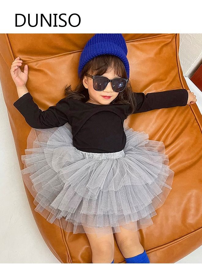 DUNISO 6 Layers Girl's Layered Tutu Skirt Tulle Princess A-Line Mini Skirt Princess Dresses Dance Wear Clothes for Little Girl 110cm - Image 1