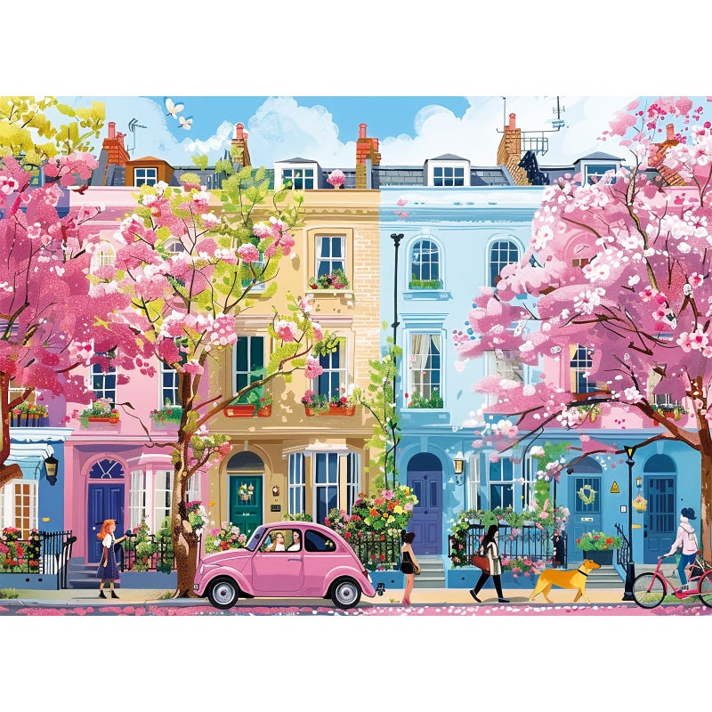 Nitktaia 500 Pieces Jigsaw Puzzles for AdultsBeautiful Spring Puzzle for Teens Adults Elderly Blooming Street City Puzzle 500 Pieces Cute Puzzles with Letters on BackChallenging Family Game Gifts205x15in - Image 2
