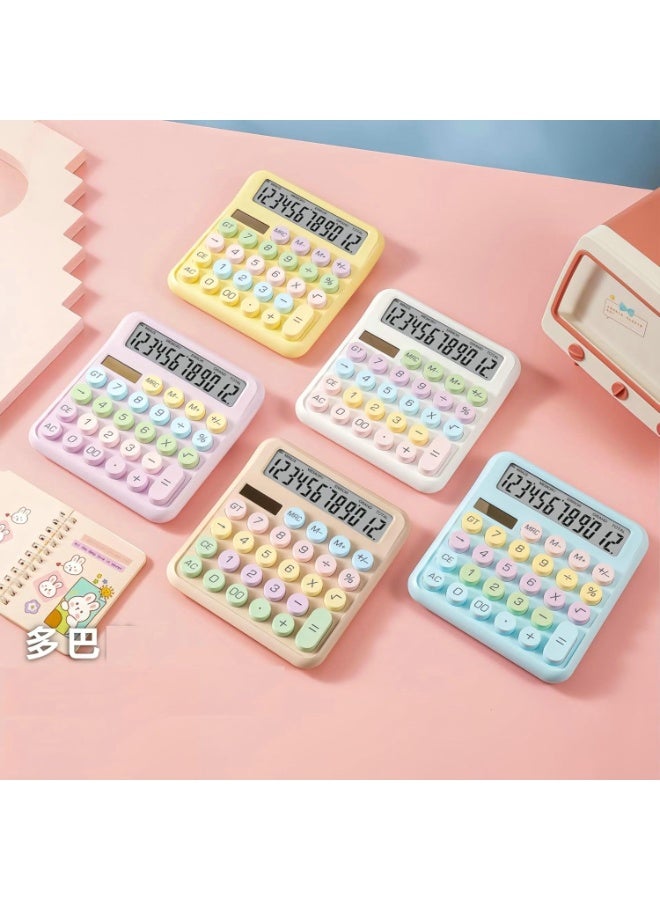 Cute and Colorful Mechanical Calculator, Large 12-Digit LCD Display, Big Button Calculator for School, Home and Business - Image 1