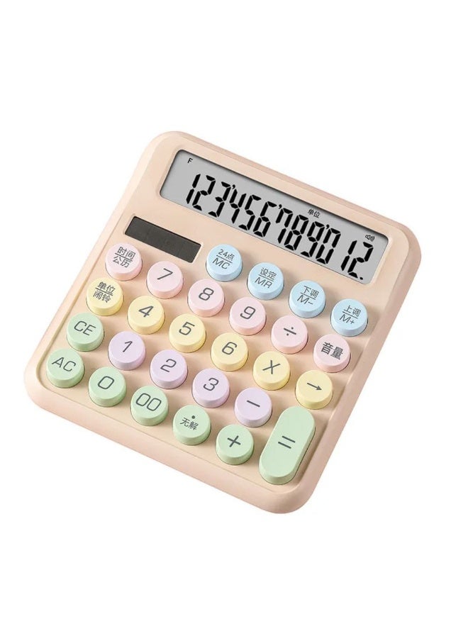 Cute and Colorful Mechanical Calculator, Large 12-Digit LCD Display, Big Button Calculator for School, Home and Business - Image 2