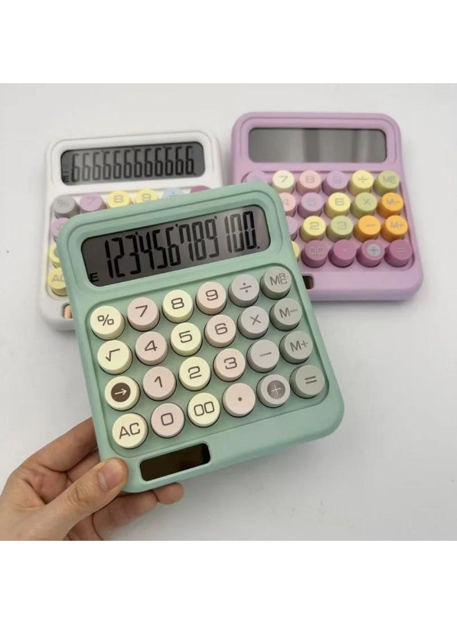 Cute and Colorful Mechanical Calculator, Large 12-Digit LCD Display, Big Button Calculator for School, Home and Business - Image 3