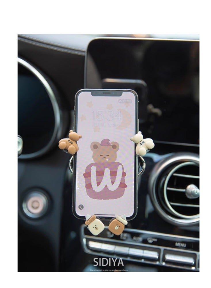 KUYING New car air outlet mobile phone holder for women's cartoon co pilot mobile phone holder air outlet  - Image 2