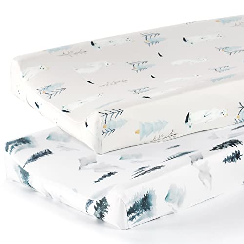 GRSSDER GRSSDER Stretch Ultra Soft Jersey Knit Changing Pad Cover Set 2 Pack Change Table Pad Covers Fit 3234 x 16 Pads Safe and Snug Cute Wild Forest Mongooses for Baby 