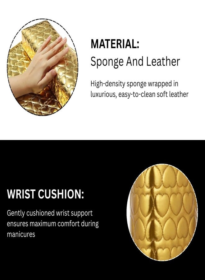 NYSA Professional Gold Nail Arm Rest with Waterproof Desk Pad - Premium PU Leather Hand Rest Pillow for Manicure & Pedicure - Ergonomic Nail Table Station Accessory for Acrylic & Gel Nails - Salon & Home Use - Image 4
