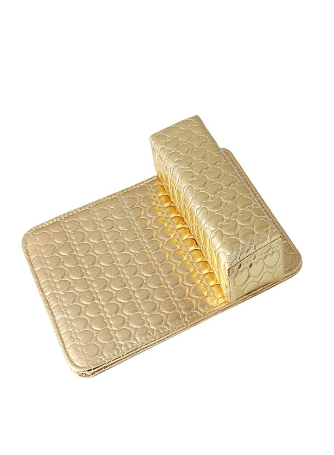 NYSA Professional Gold Nail Arm Rest with Waterproof Desk Pad - Premium PU Leather Hand Rest Pillow for Manicure & Pedicure - Ergonomic Nail Table Station Accessory for Acrylic & Gel Nails - Salon & Home Use - Image 1