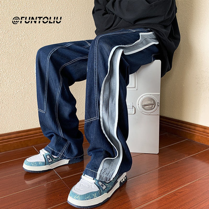Unisex Classic Denim Jeans Loose Fit Daily Outdoor Wear - Image 3
