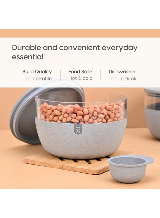 Eha Earth Friendly Ecovue Storage Containers For Kitchen | Bowl With Lid | 2100 ml| Storage Bowls Made with Rice Husk | Bowl With Spoon/Scoop | Pack Of 1 | Azure - Image 4