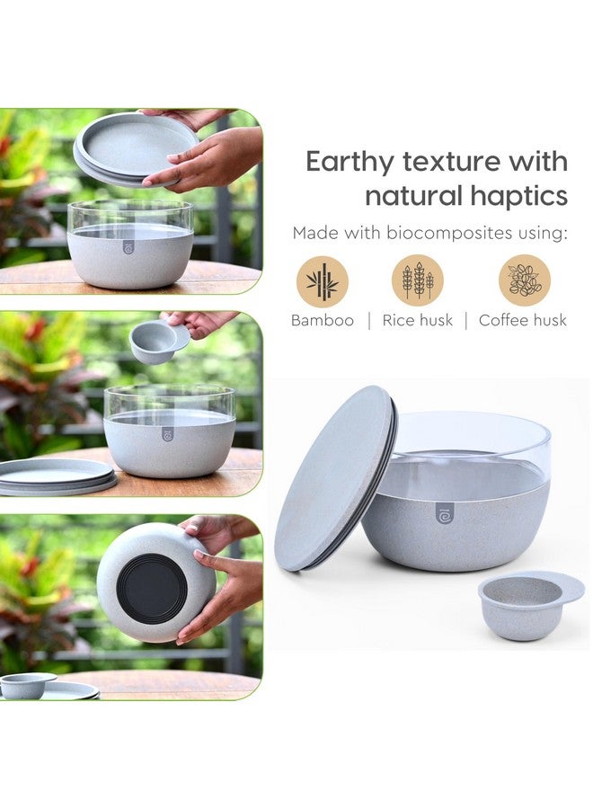 Eha Earth Friendly Ecovue Storage Containers For Kitchen | Bowl With Lid | 2100 ml| Storage Bowls Made with Rice Husk | Bowl With Spoon/Scoop | Pack Of 1 | Azure - Image 5