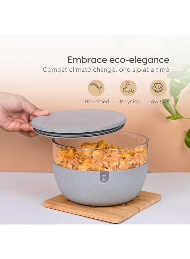 Eha Earth Friendly Ecovue Storage Containers For Kitchen | Bowl With Lid | 2100 ml| Storage Bowls Made with Rice Husk | Bowl With Spoon/Scoop | Pack Of 1 | Azure - Image 3