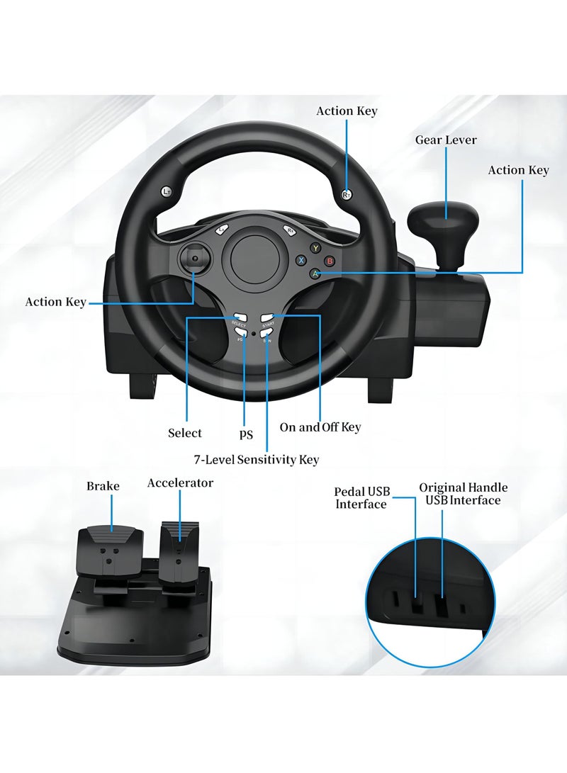 Gaming Steering Wheel Racing Wheel With Pedals And Shifter 270 Degree Driving Force Racing Wheel PC Steering Wheel For PS4 PC PS3 Xbox Series XS Nintendo Switch Xbox One Android  - Image 5