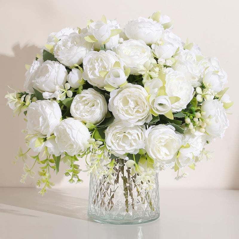 Luyue 8 Packs Peonies Artificial Flowers Vintage Faux Peony Bouquet Fake Flower for Vase Silk Floral Arrangements for Table Centerpiece Wedding Decoration Indoor Home Decor - Image 2