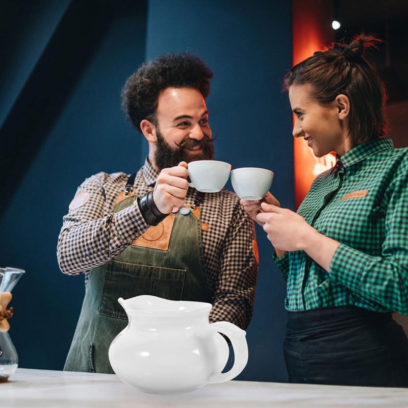 2pcs Ceramic Gravy Boat and Milk Jug Set, White Portable Sauce Dispenser with Handle, Food Service Ceramic Sauce Holder for Kitchen and Table Use - Image 5