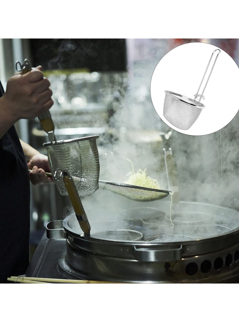 Stainless Steel Fine Mesh Spider Strainer Kitchen Fine Sieve Mesh Strainer with Hanging Handle for Pasta Noodles Dumplings, Ramen