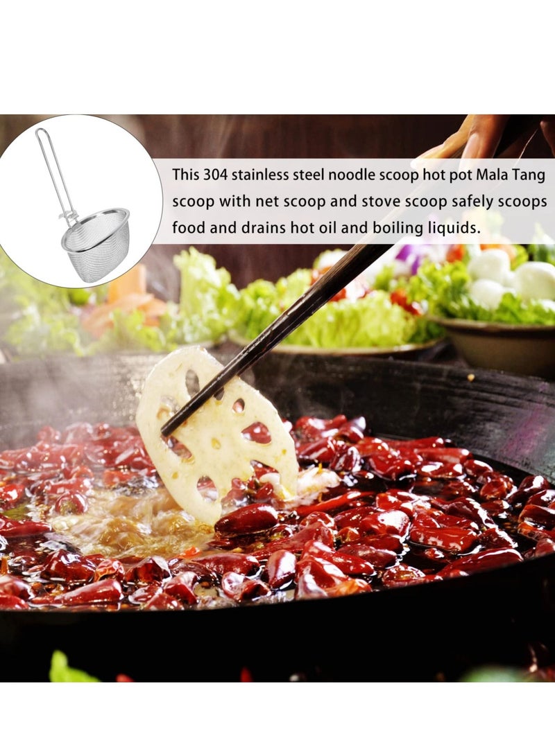Stainless Steel Fine Mesh Spider Strainer Kitchen Fine Sieve Mesh Strainer with Hanging Handle for Pasta Noodles Dumplings, Ramen