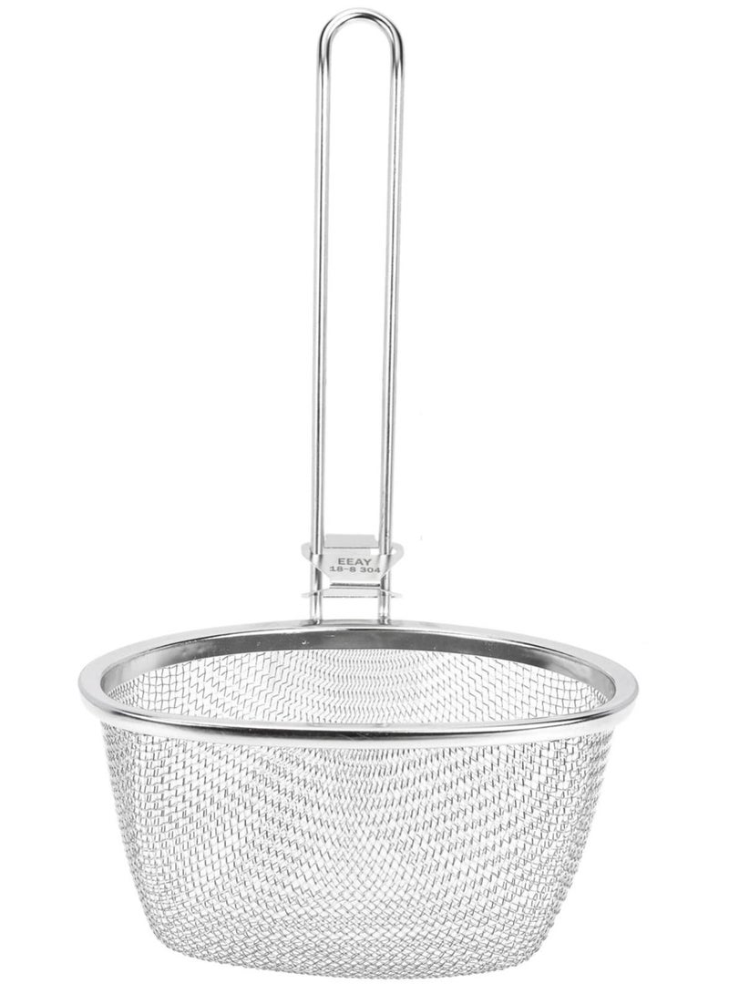 Stainless Steel Fine Mesh Spider Strainer Kitchen Fine Sieve Mesh Strainer with Hanging Handle for Pasta Noodles Dumplings, Ramen